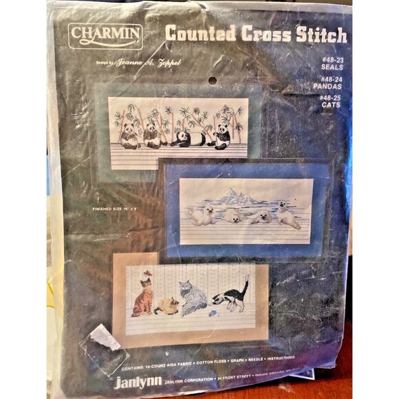 Cross Stitch Kit Janlynn Charmin Counted 48-23 Seals Only 16"X8" Vintage Sealed - Picture 5 of 10